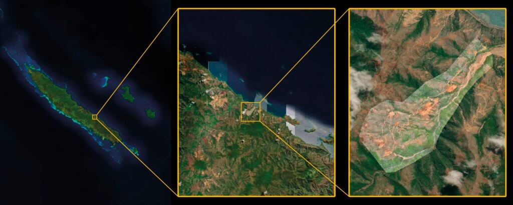 Environmental survey with a senseFly drone in the Thio mining center, New Caledonia. 