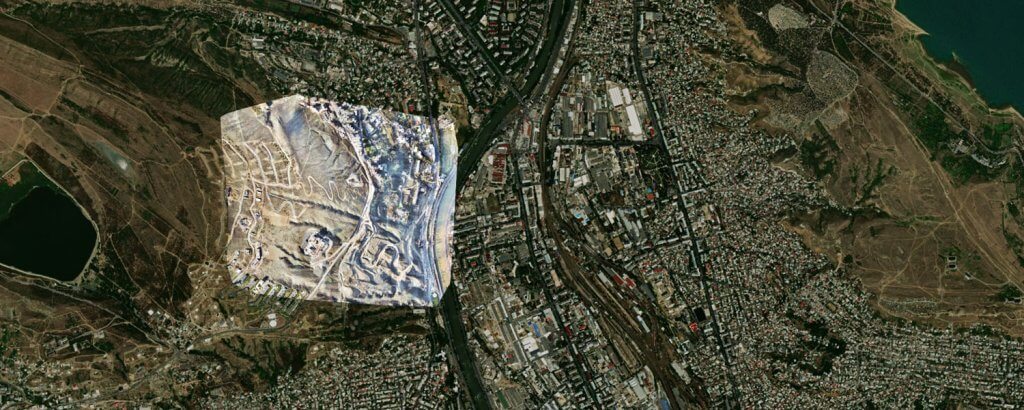 Orthomosaic map of the Vashlijvari landslide, captured with the senseFly eBee X and processed with PIX4Dmapper